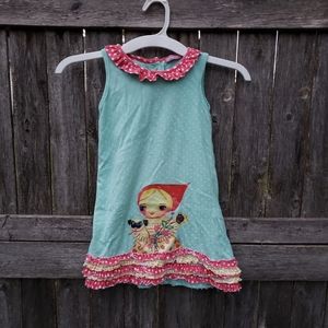 Adorable girls Jelly the Pug boutique polka dot ruffle dress size 3t/4t